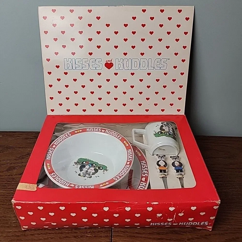 Vtg‎ 1985 6 Piece Child's Dish Set Panda Bears Melamine New Old Stock Taiwan
